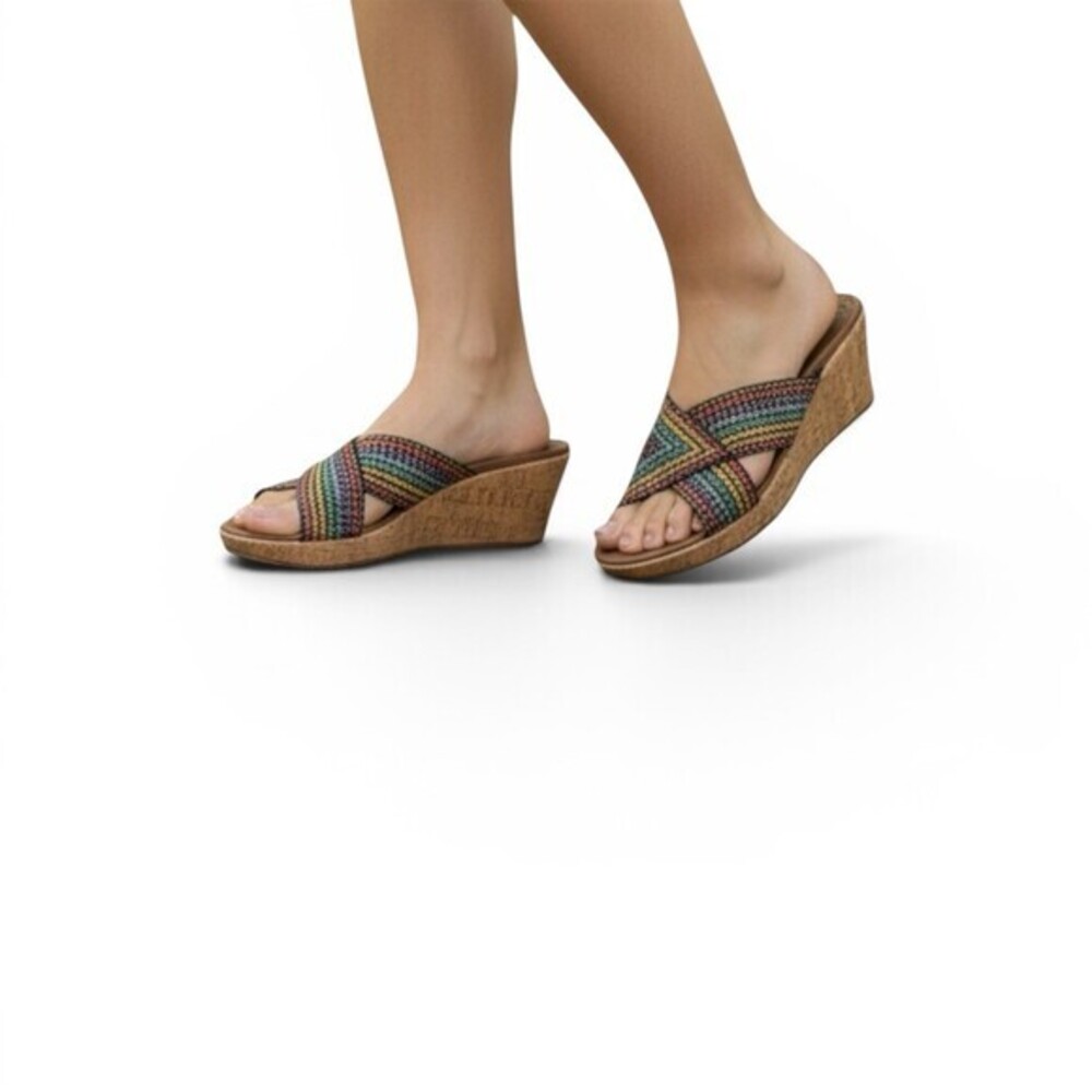 Skechers Cali Beverlee Delighted Wedge Slide Sandals Multicolor Womens 10